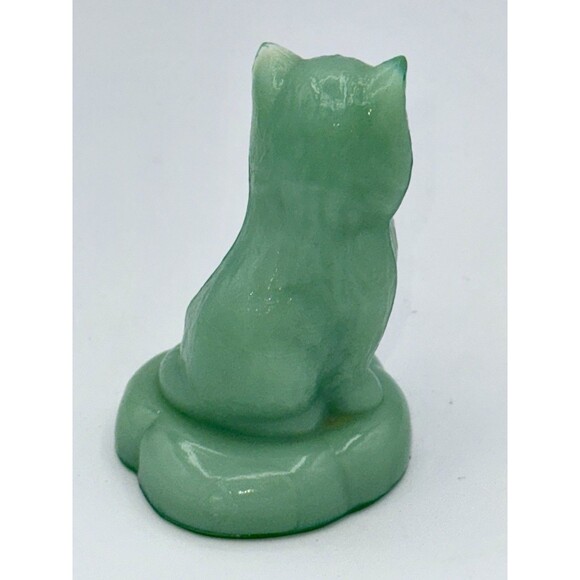 Vintage Boyd Glass “Miss Cotton” Kitten on a Pillow – Jadeite Green – 1980s - Picture 4 of 10